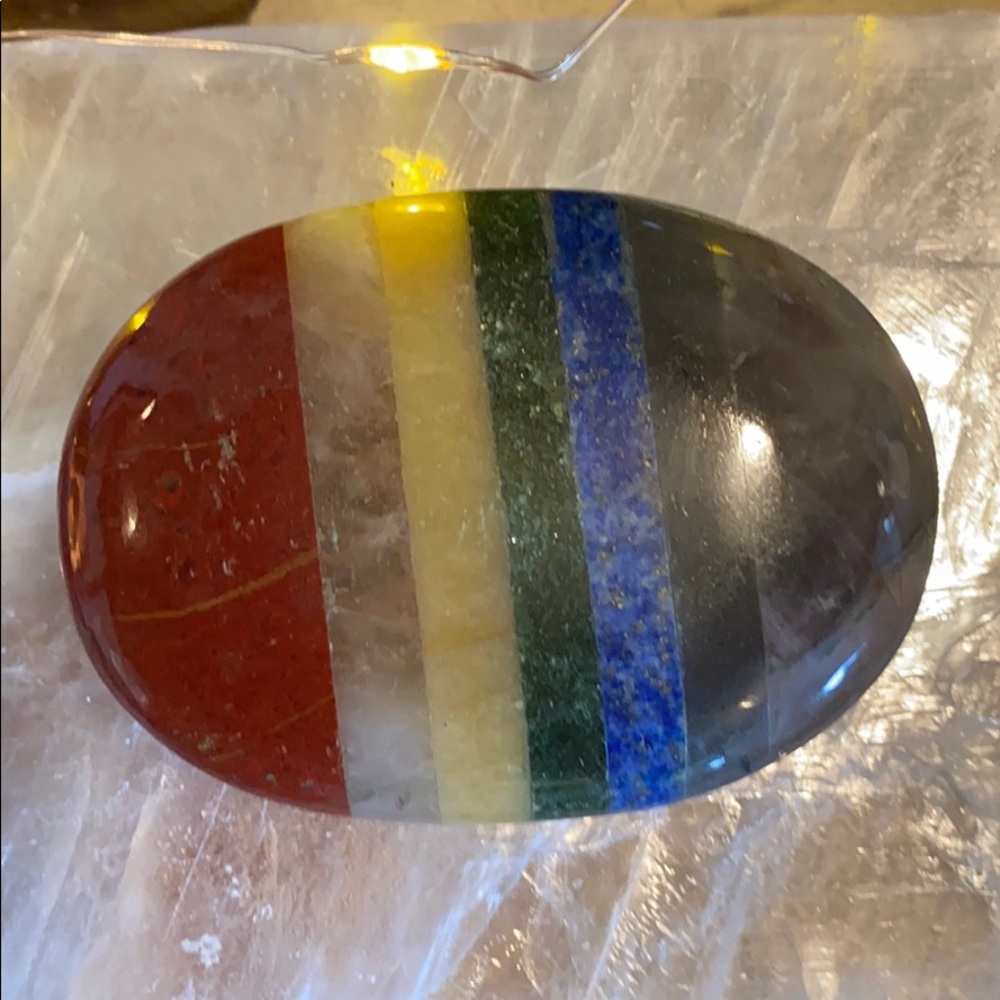 7 Chakra Polished Palm Stone - 7CH1